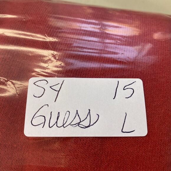 Vintage Guess Sweatshirt Mens Large Puff Paint Spellout Logo Red 80s 90s USA - Picture 11 of 11